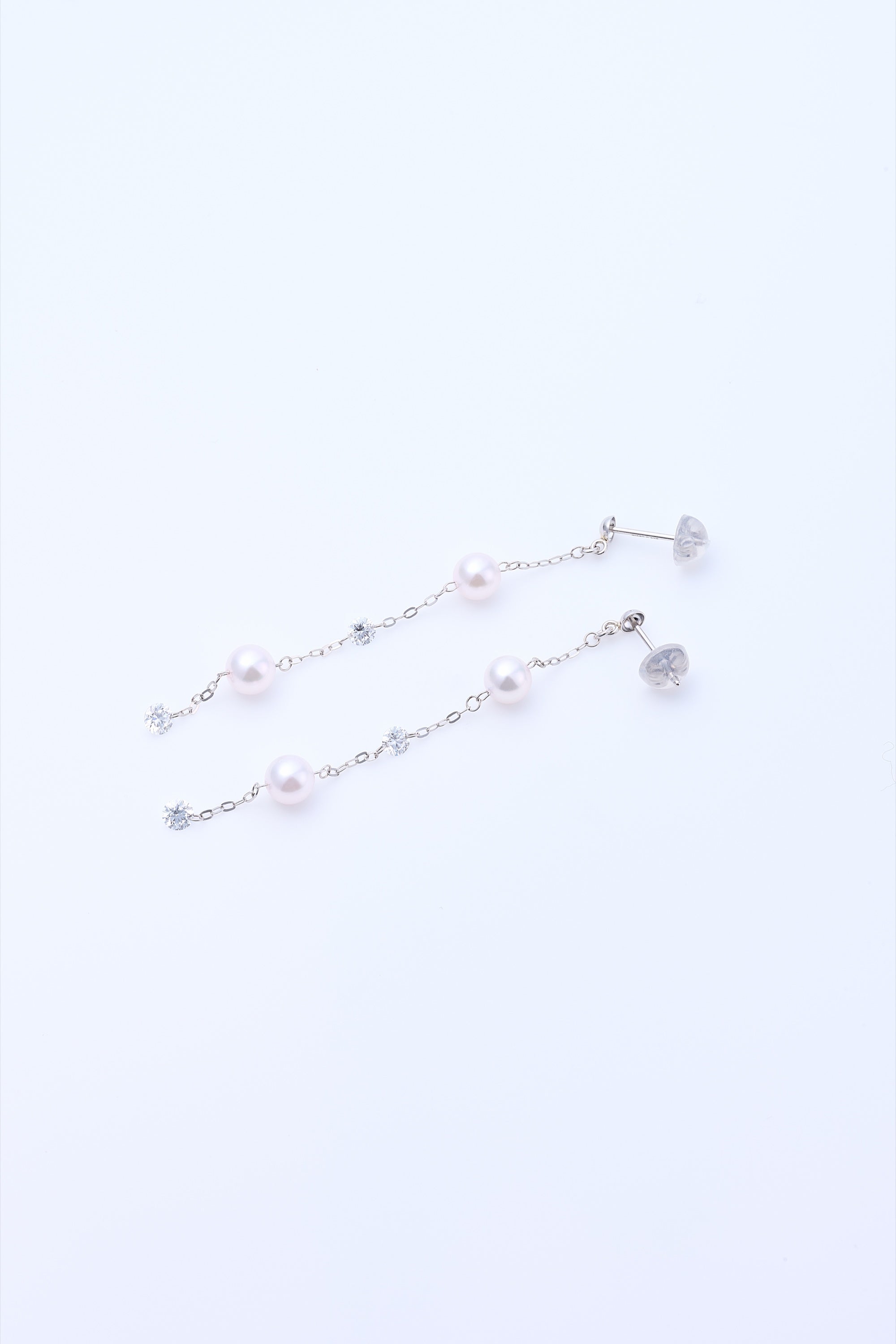 アコヤ真珠 × ラボグロウンダイヤモンド ロングピアス 1.07ct｜Dewclair
