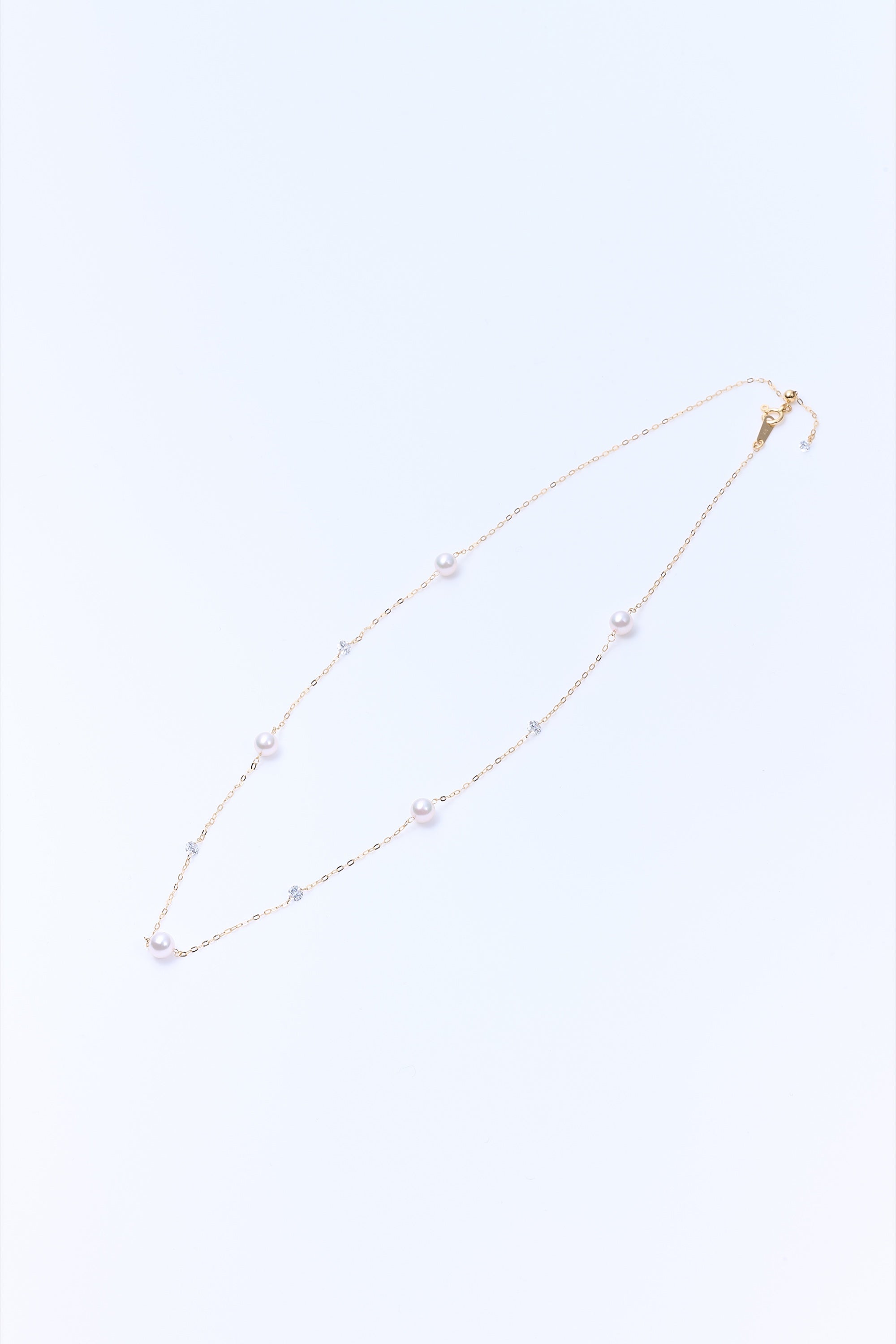 真珠　天然ダイアモンド アコヤ真珠 × ラボグロウンダイヤモンド デザインネックレス 0.56ct