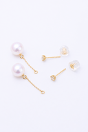 アコヤ真珠 × ダイヤモンド 2WAYピアス 0.20ct（7.5mm・チャーム取り外し可）