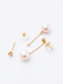 アコヤ真珠 × ダイヤモンド 2WAYピアス 0.20ct（7.5mm・チャーム取り外し可）