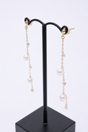 アコヤ真珠 × ラボグロウンダイヤモンド ドロップロングピアス 1.24ct（約5.5cm）