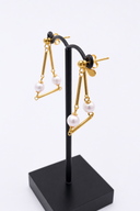 アコヤ真珠 2WAYバーピアス（三角アレンジ／約8cm）
